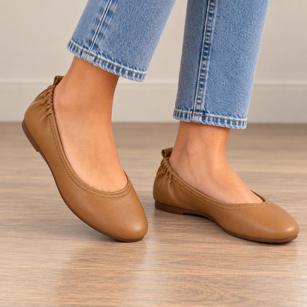 Sofft Somerton Leather Ballet Flats Hazelnut Tan Brown Size 8.5 M
